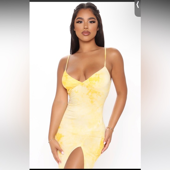 FashionNova Dying For Your Love Tie Dye Maxi Dress - Yellow/combo - Picture 7 of 10